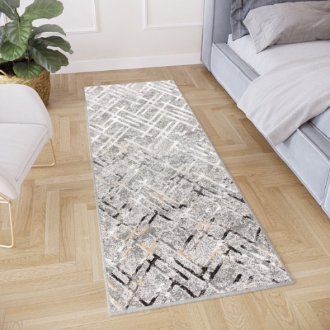 Tapiso Crystal Loper Tapijtloper Lichtgrijs Laagpolig Kleed Vloerkleed Maat- 70x1050