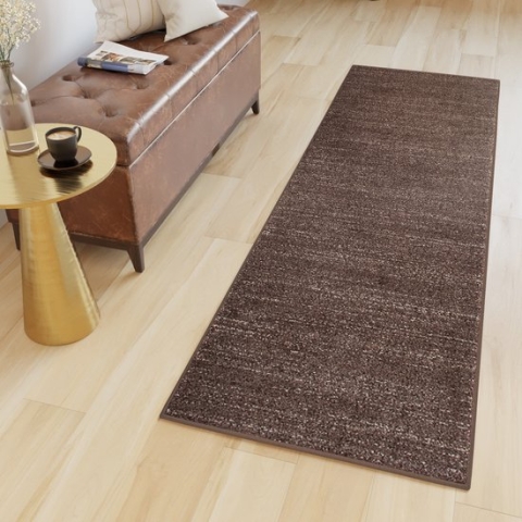 Tapiso Sari Tapijt Loper Bruin Donker Modern Woonkamer Hal Slaapkamer Maat- 70x700
