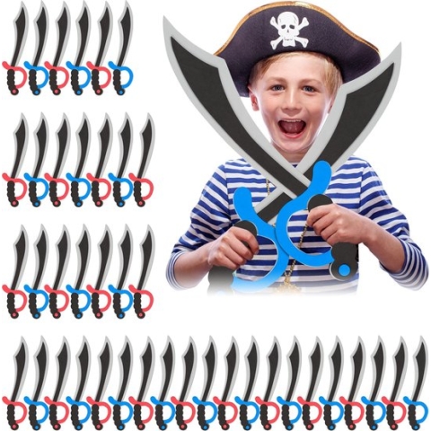Relaxdays 40 x piraten zwaard foam - piratenzwaarden - kinderzwaard - zwaard speelgoed