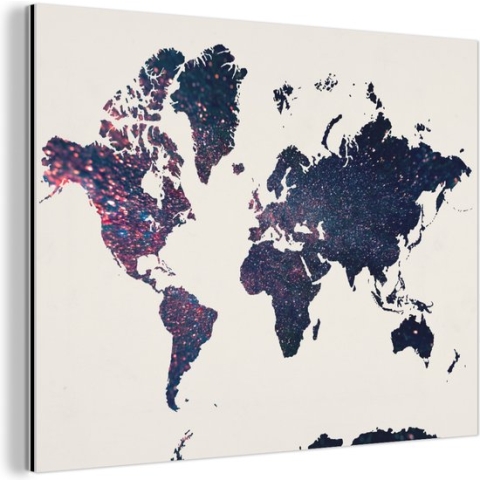 Wanddecoratie Metaal - Aluminium Schilderij Industrieel - Wereldkaart - Galaxy - Wit - 160x120 cm - Dibond - Foto op aluminium - Industriële muurdecoratie - Voor de woonkamer/slaapkamer
