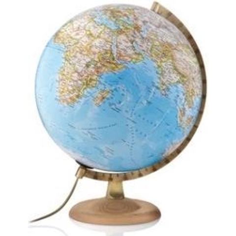 National Geographic globe, uitvoering gold classic met beuken houten voet, doorsnede 30 cm., Nederlands