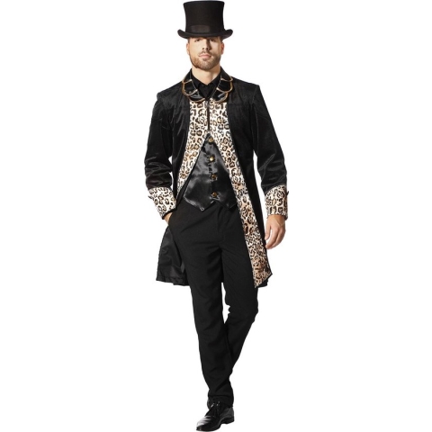 Wilbers & Wilbers - Pooier Kostuum - Pimp Panter Jas Wallen Man - Zwart - Maat 56 - Carnavalskleding - Verkleedkleding