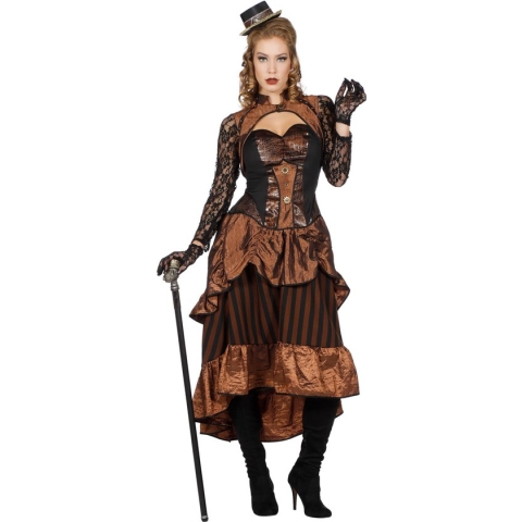 Wilbers & Wilbers - Steampunk Kostuum - Steampunk Victoria Bruin - Vrouw - Bruin - Maat 48 - Halloween - Verkleedkleding