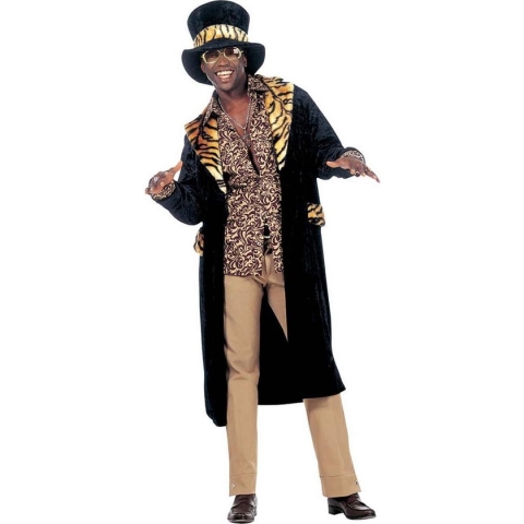 Widmann - Pooier Kostuum - Big Daddy, Fluweel King Of Pimps Kostuum Man - Zwart - Large - Carnavalskleding - Verkleedkleding