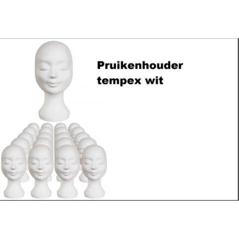 20x Pruiken houder tempex wit (styropor) - pruik hoofd thema feest festival schuim masker hoed