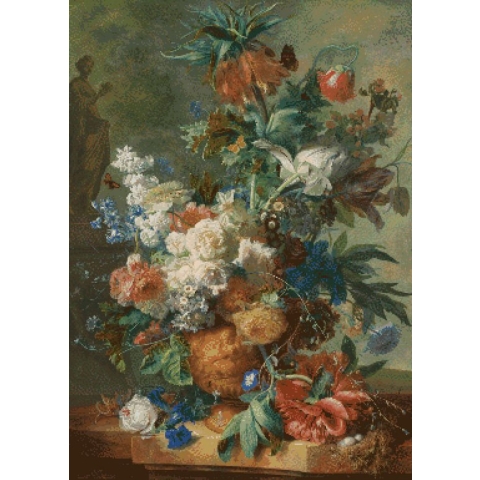 MyHobby Borduurpakket – Stilleven met bloemen (Van Huysum) 50×70 cm - Aida stof 5,5 kruisjes/cm (14 count)