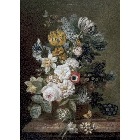 MyHobby Borduurpakket – Stilleven met bloemen (Eelkema) 50×70 cm - Aida stof 5,5 kruisjes/cm (14 count)