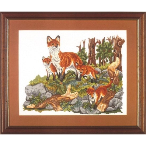 borduurpakket CSK05 nature's kingdom, moeder vos met jongen (collectors item!)