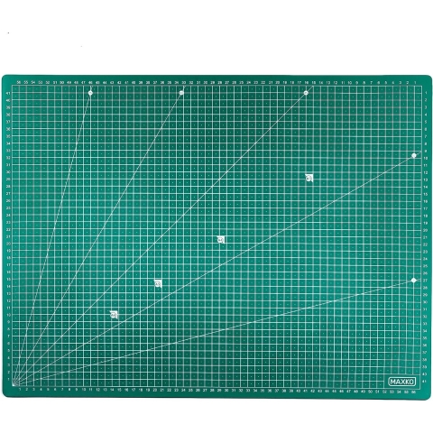 Snijmat 90 x 60 cm, zelfherstellend, metrische indeling snijonderlegger, bureauonderlegger, A1, 90 x 60, hoekmaten 15 graden