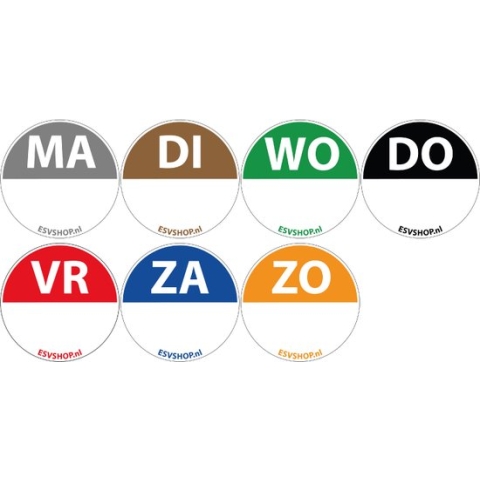 Set ma t/m zo dagsticker, 7 stuks 40 mm - 580 per rol