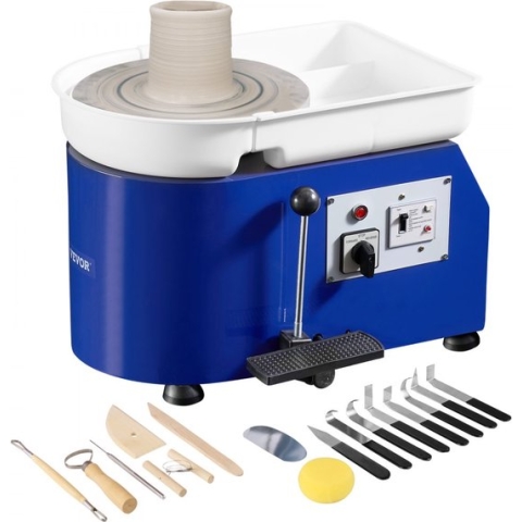 Dakta® pottenbakkersschijf keramische wielmachine 350 W, elektrische pottenbakkersschijfmachine 28 cm 300 tpm pottenbakkersschijfmachine, met pedaal en schortvormmachine, geschikt voor beginners, liefhebbers, enz.
