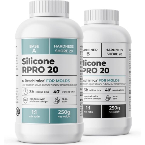 R PRO 20 - Siliconen vloeibaar, siliconen rubber dupliceersiliconen, Afvormmassa, and siliconenrubber 1:1 (500 gr)