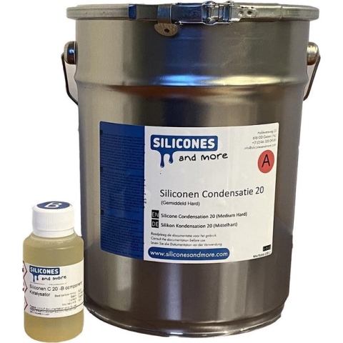 Siliconen Condensatie 20 met universele 2% harder B2 - 5 Kg A component + 100 gram B component