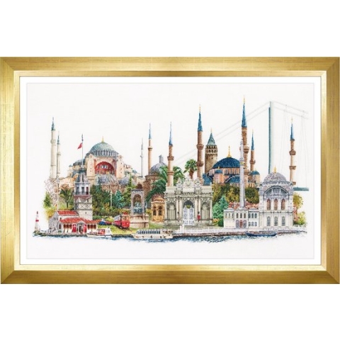 Thea Gouverneur - Borduurpakket met telpatroon - 479 - Voorgesorteerde DMC Garens - Istanbul - Linnen - 79 cm x 50 cm - DIY Kit