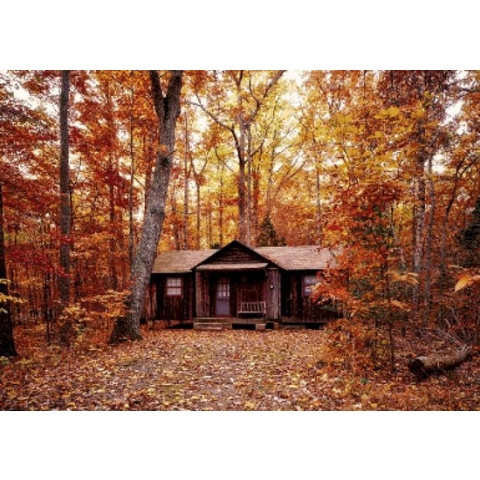 MyHobby Borduurpakket – Blokhut in het bos 70×50 cm - Aida stof 5,5 kruisjes/cm (14 count)