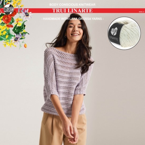 Breipakket trui mt. 40/42 met Linarte garen model 23 van Lana Grossa Classici 24-kleur wit