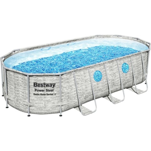 Bestway - Oval Pool - Zwembad - PVC en staal - Grijs - 549 x 274 x 122 cm