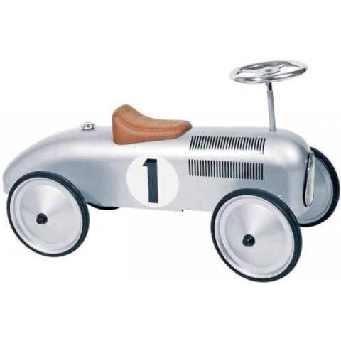 Loopauto: NUMMER 1 ZILVER 73,5x35x40cm