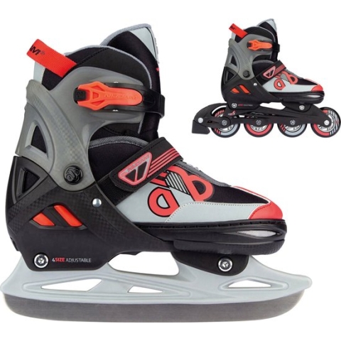 Nijdam Skates Combo Verstelbaar - Red Raider - Zwart/Rood/Grijs - Maat 37-40
