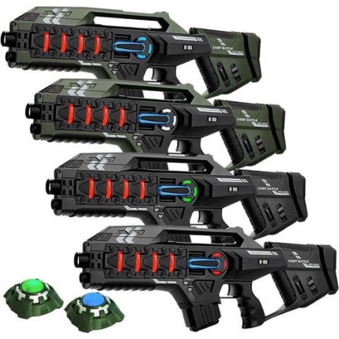 Light Battle Connect Lasergame set - Groen/Grijs - 4 Mega Blasters + 2 Targets