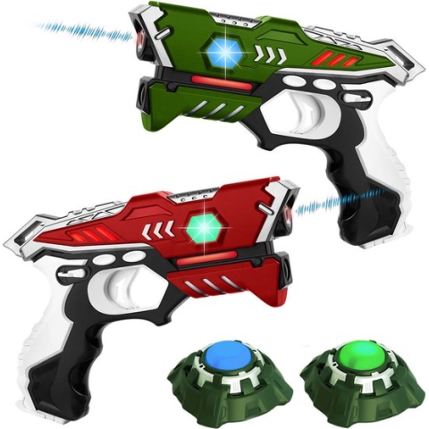 KidsTag Lasergame set: 2 Laserguns + 2 Targets. Lasergame set voor twee spelers rood/groen