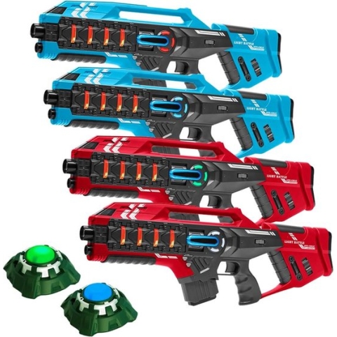 Light Battle Connect Lasergame set - Rood/Blauw - 4 Mega Blasters + 2 Targets
