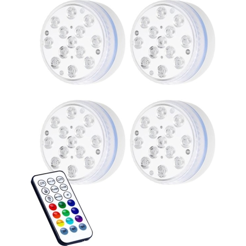 AyeKids Zwembad Verlichting – Onderwater Lamp – 16 Kleuren - Inc. Afstandsbediening - 4 Stuks