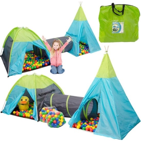 Ballenbad speeltent set 200 babyballen kindertent 320x100x135cm tunnel