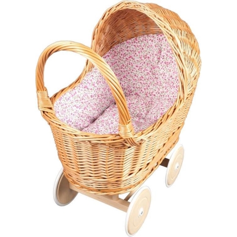 Rieten Poppenwagen Flower