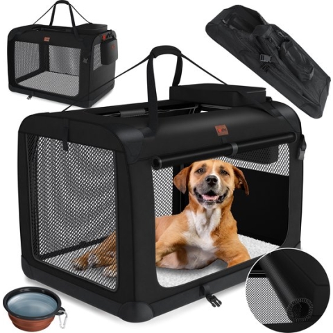 LOVPET® reisBench Hondenbench hondenbox honden transportbox opvouwbaar incl. transportzak hondenbak transportbox voor huisdieren, honden en katten transportbox - XXXL, Zwart