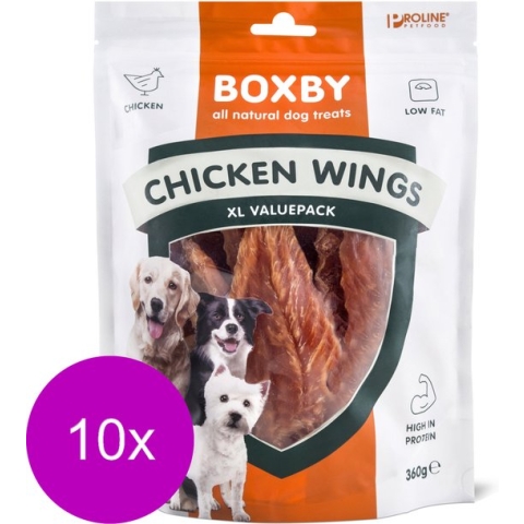 Boxby Chicken Wings Kip - Hondensnacks - 10 x 360 g