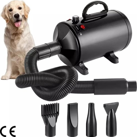 Professionele Hondenföhn met 4 Opzetstukken – Waterblazer voor Honden – Stil Design – Compact en Modern - Zwart