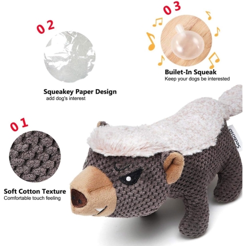 Pluche hondenspeelgoed, set van 3 gevulde hondenspeelgoedset, schattig piepend hondenspeelgoed voor puppy's, kleine, middelgrote en grote rassen