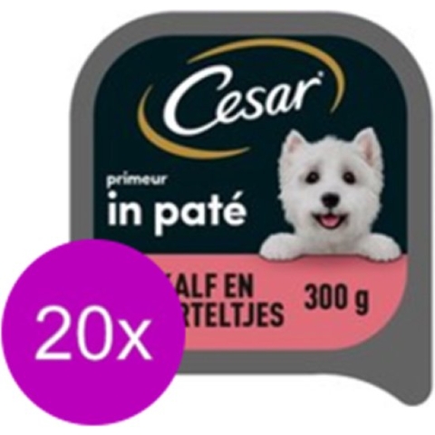 20x Cesar Primeur Kuipje Paté Kalf & Worteltjes - Hondenvoeding - 300g