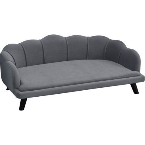 PawHut Hondenbank met rugleuning huisdierenbank hondenbed zachte bekleding kattenbank groen D04-153