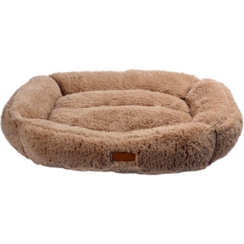 Topmast Hondenmand - Fluffy Line - Zandkleurig - 87 x 70 x 22 cm - Hondenkussen - Kattenmand