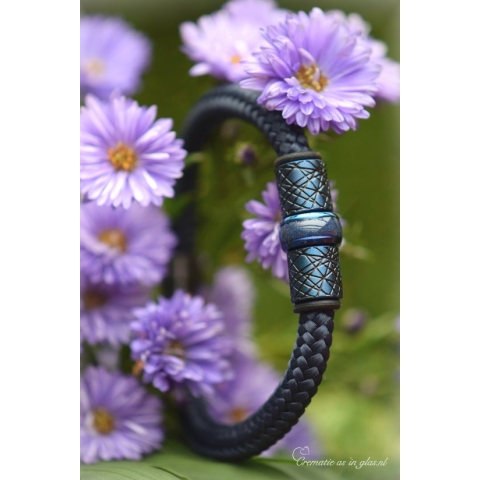 Urn-Crematie-as heren armband- Sieraad wordt voor u op maat gemaakt!- 6mm- Blauw-Sail Rope Heren armband met crematie-as verwerkt in bedel- Design rvs kralen-Herinneringsarmband-Assieraad-Veilige rvs sluiting-Herdenkingsssieraad-Handgemaakt door Jet