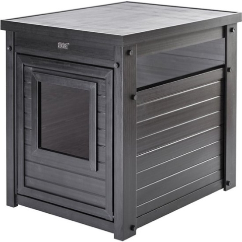 New Age Pet Litter Loo - Bijzettafel en Kattenbakhuisje - Verbergt de kattenbak op een stijlvolle manier - Afmeting 58 x 45 x 70 cm - Espresso