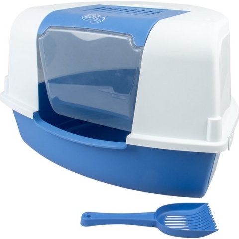 Duvoplus - Kattenbak - Kat - Kattentoilet Ariel Hoek Met Filter & Schepje 58x47x38cm Lichtblauw/wit - 1st