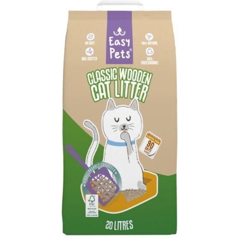 90x20 ltr Easypets biodegradable classic houtkorrels kattenbakvulling kattenbakvulling