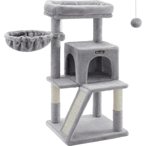 ACAZA Luxe Krabpaal - Kattenboom met Krabbord - Krabpaal voor Katten - Lichtgrijs