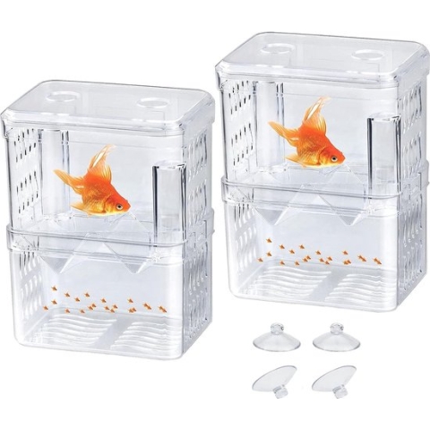 Vis opbergdoos, 2 stuks, jonge vis, incubator, drijvende paaibak, aquarium, isolatiebox, aquarium, kweekcontainer, jonge vis, incubator voor aquarium, tank kwekers