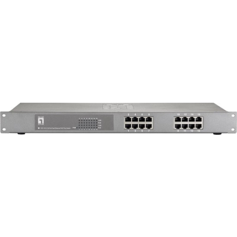 LevelOne FEP-1612W150 16-Port Fast Ethernet PoE+ Switch [16x FE PoE Outputs, 150W, 4k MAC, 3.2 Gbps]