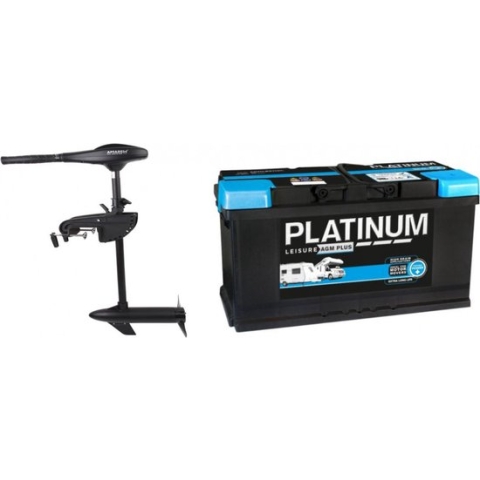 Fluistermotor 66LBS + 100ah AGM accu
