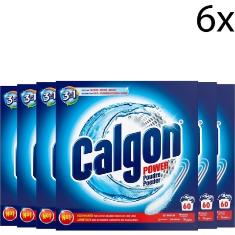 Calgon 3 in 1 Power Poeder Wasmachine Reiniger en Anti kalk - 60 Doseringen x6