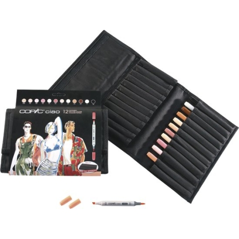 Copic Ciao Marker Portret Kleuren Set 12 Markers In Etui - Professionele Stiften Set 12 Stuks Etui Gratis - Twinmarkers Set
