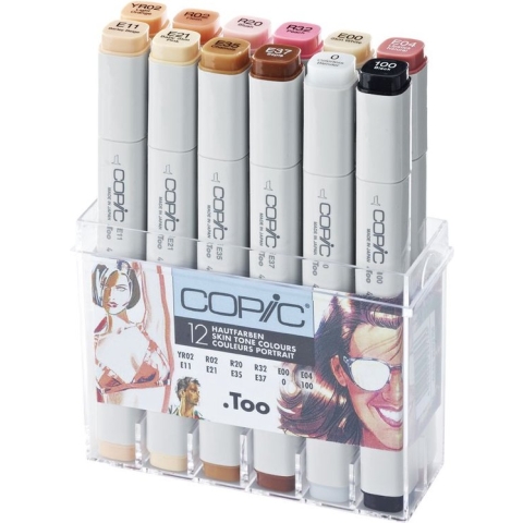 COPIC Marker Ciao Set 12 Stuks Huidskleuren - Stiften Set Alcoholbasis - Markerset - Professionele Markers