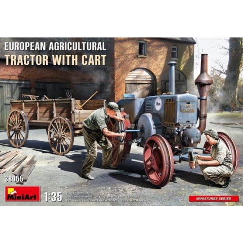 1:35 MiniArt 38055 European Agricultural Tractor with Cart Plastic Modelbouwpakket