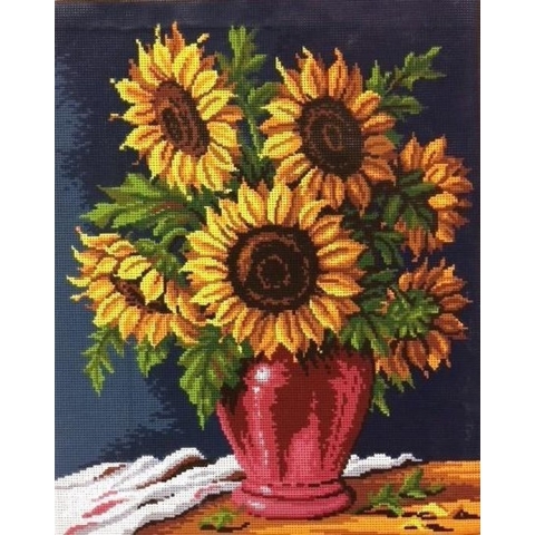 stramien + garenpakket 157-823 zonnebloemen