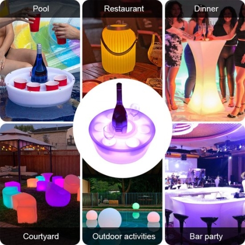 Drijvend LED dienblad - design spa bar - hottub - whirlpool - jacuzzi - zwembad - accessoire - floating - led verlichting - drankjes en hapjes plateau - spa tray